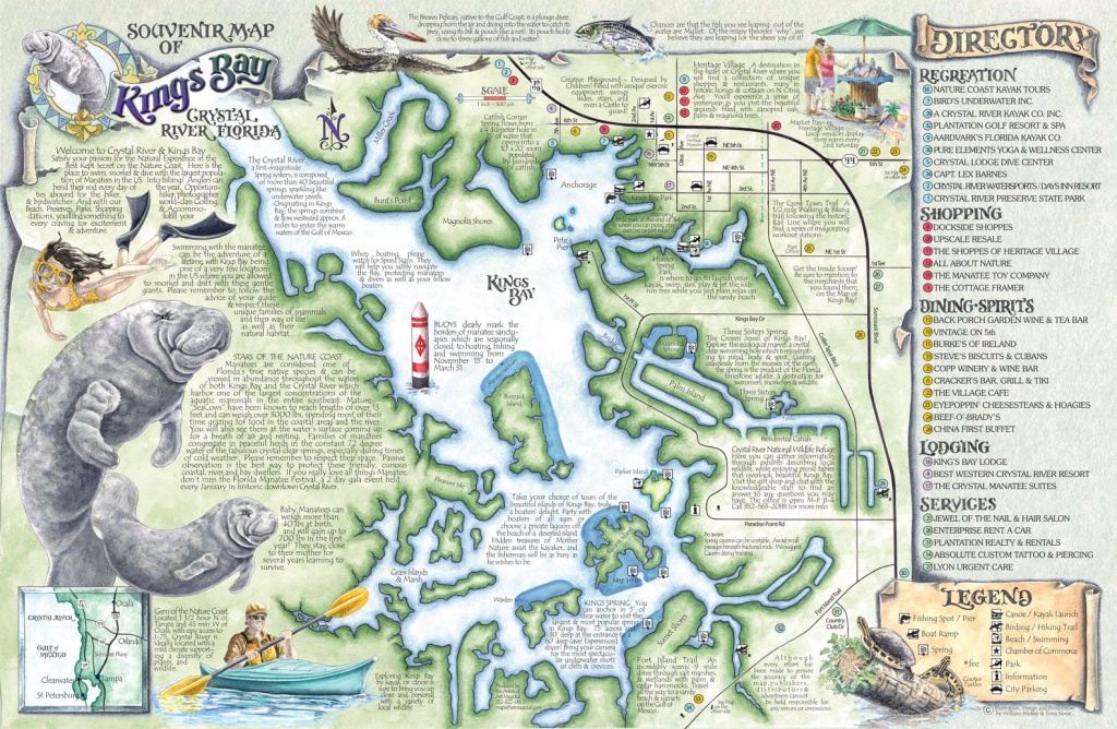 Crystal River&amp;#039;s Spring Maps | The Souvenir Map &amp;amp; Guide Of Kings Bay - Florida Springs Diving Map