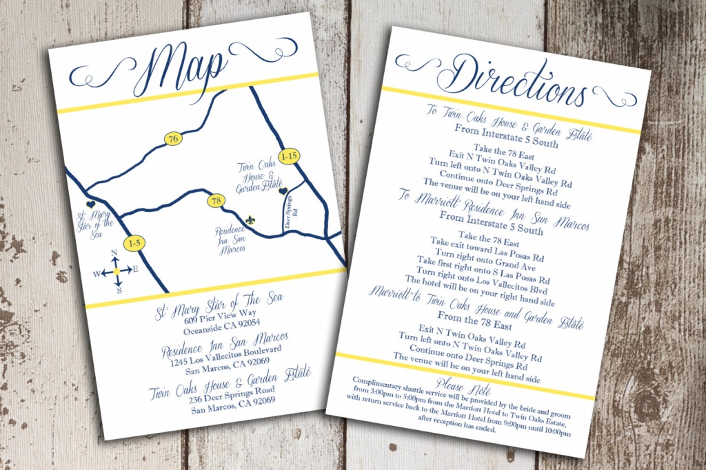 Custom Wedding Map And Direction Invitation Insert Printable File - Printable Maps For Invitations