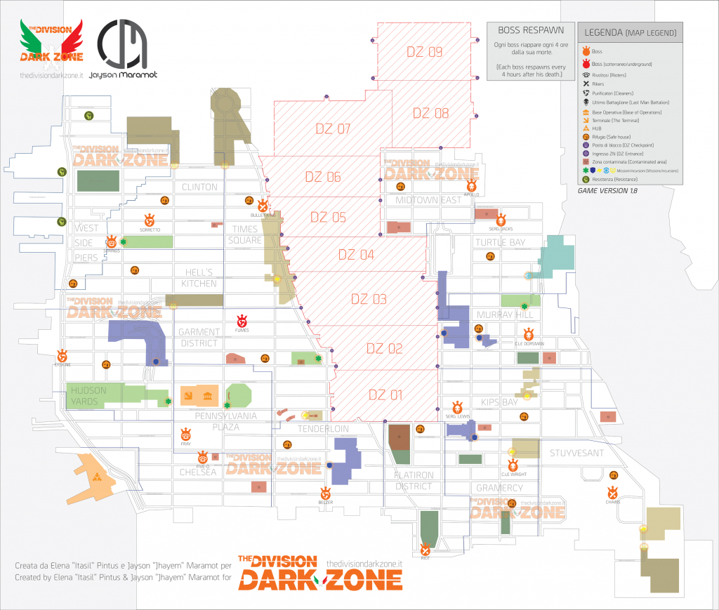 Dark Zone And Pve Boss Maps (Updated)The Division Dark Zone - The Division Printable Map
