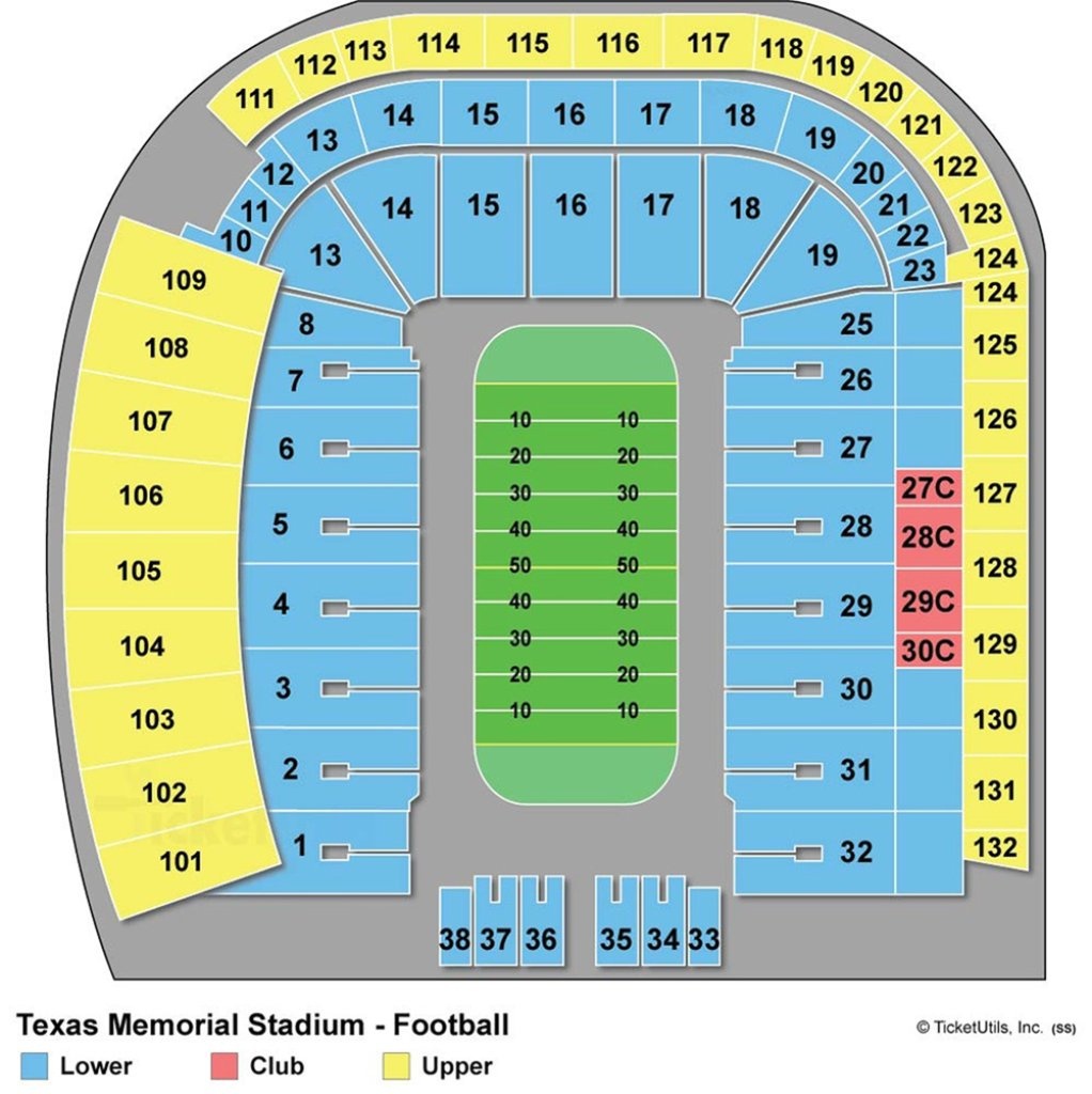 Darrell K Royal-Texas Memorial Stadium - Maplets - Dkr Texas Memorial Stadium Map