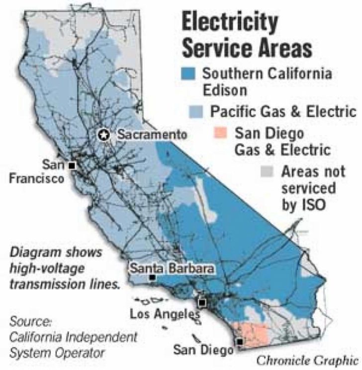 High Voltage Power Lines Map California