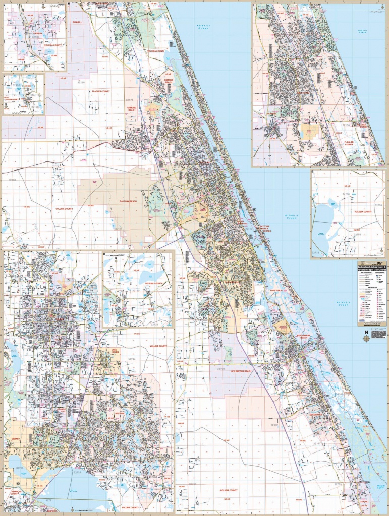Daytona Beach, Fl Wall Map – Kappa Map Group - Map Of Daytona Beach Florida Area