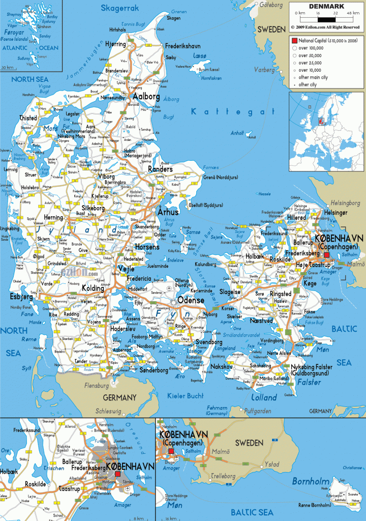Detailed Clear Large Road Map Of Denmark - Ezilon Maps | Paris In - Printable Map Of Denmark