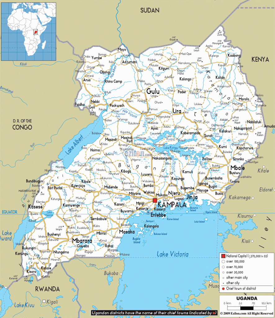 Detailed Clear Large Road Map Of Uganda - Ezilon Maps - Printable Map Of Uganda