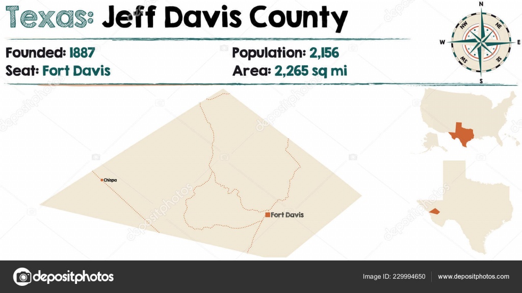 Detailed Map Jeff Davis County Texas Usa — Stock Vector © Malachy666 - Fort Davis Texas Map