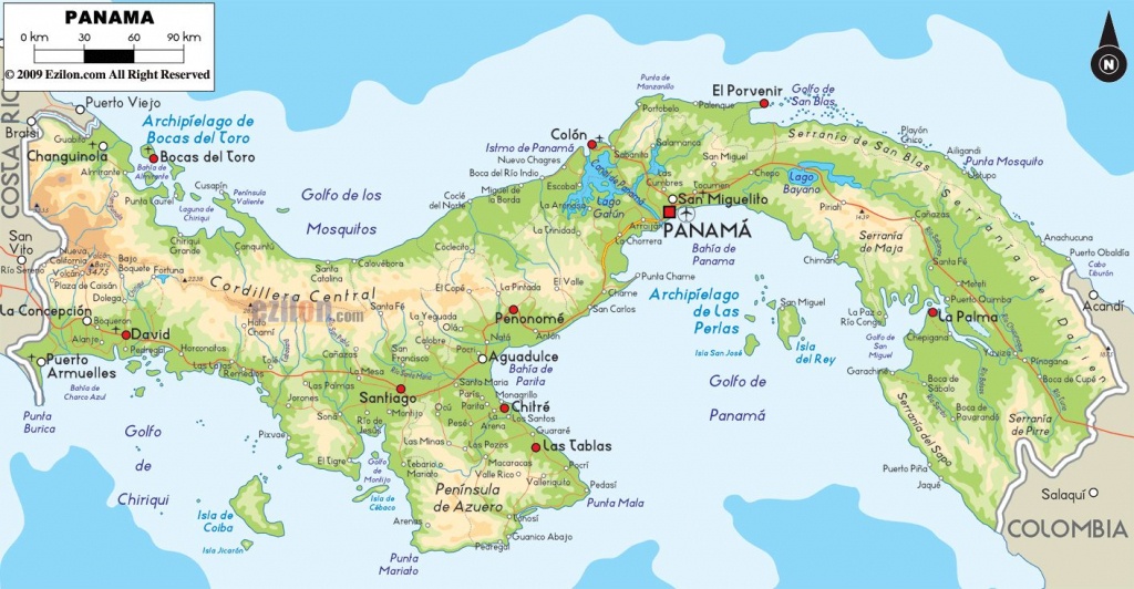 Detailed Map Of Panama |  Detailed Physical Map Of Panama. Panama - Printable Map Of Panama