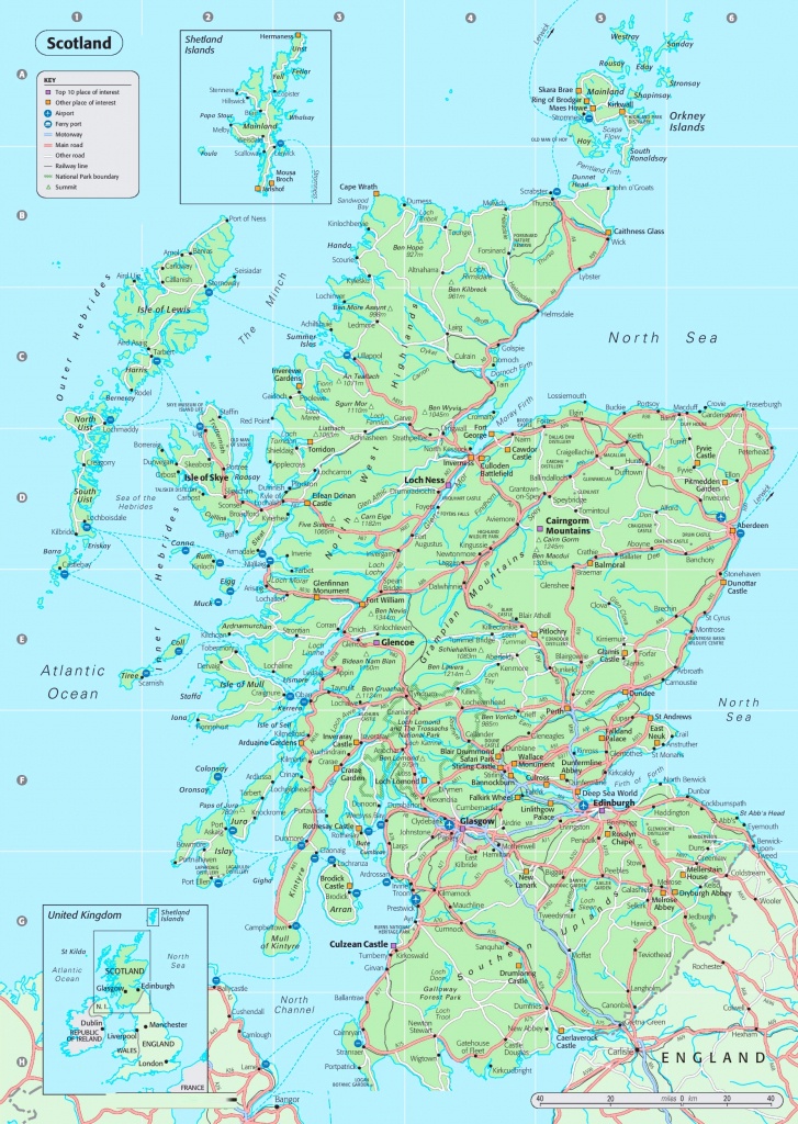 Detailed Map Of Scotland - Printable Map Of Scotland With Cities