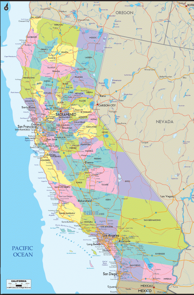 Detailed Political Map Of California - Ezilon Maps - Road Map Of California Usa