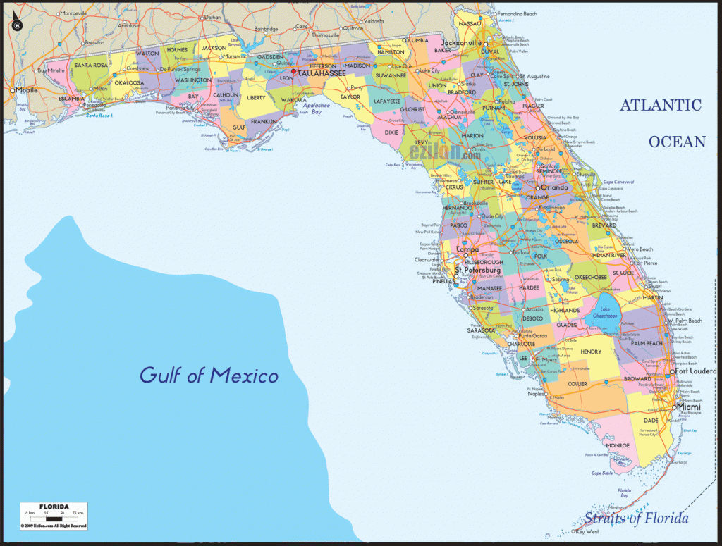 Detailed Political Map Of Florida - Ezilon Maps - Florida Gulf Coast Towns Map