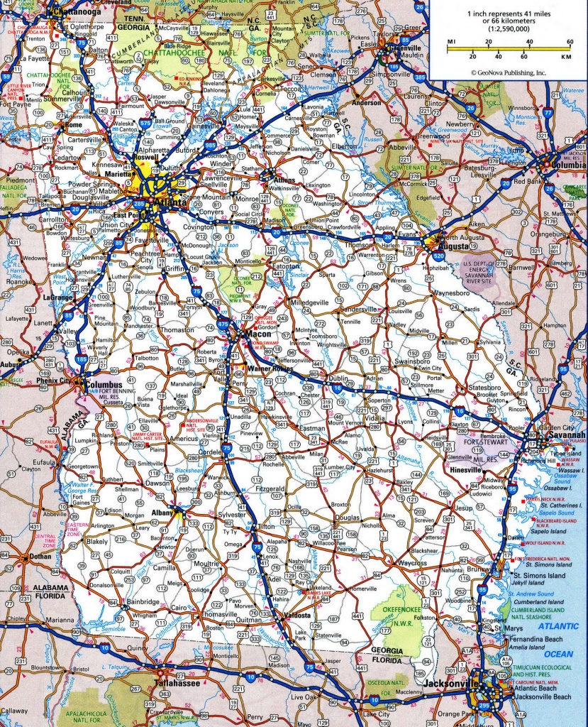 Detailed Road Map Of Georgia And Travel Information | Download Free - Georgia Road Map Printable