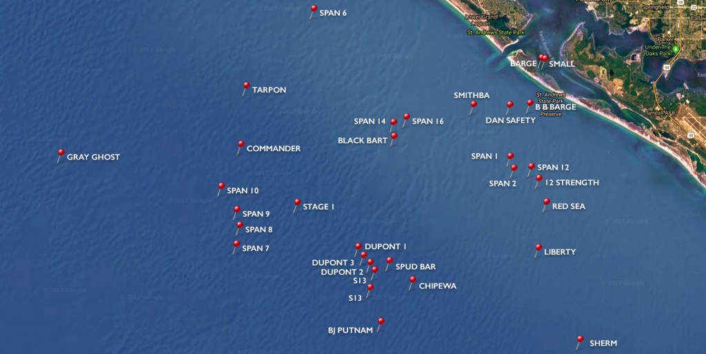Dive Sites | Panama City Diving - Florida Keys Dive Map