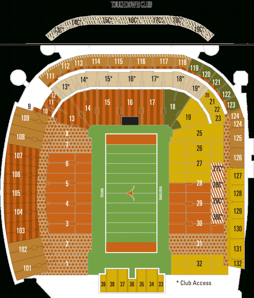 Dkr Seating Chart Darrell K Royal Texas Memorial Stadium Map - University Of Texas Stadium Map