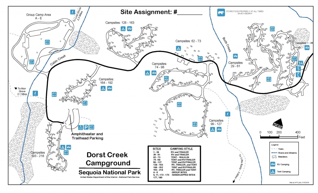 Dorst Creek Campground - Sequoia &amp; Kings Canyon National Parks (U.s. - Sequoias In California Map