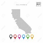 Dots Pattern Vector Map Of California. Stylized Simple Silhouette   Simple Map Of California
