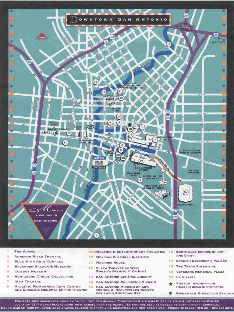 Downtown San Antonio Map - San Antonio Texas • Mappery - Map Of Downtown San Antonio Texas