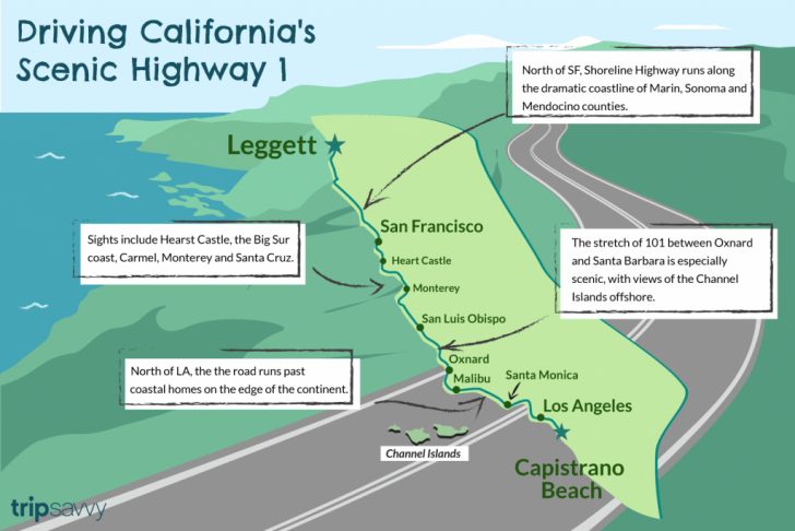 California Highway 1 Road Trip Map