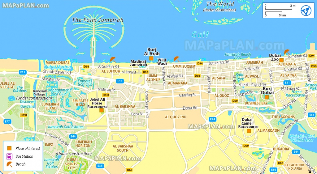 Dubai Maps - Top Tourist Attractions - Free, Printable City Street Map - Printable Map Of Dubai