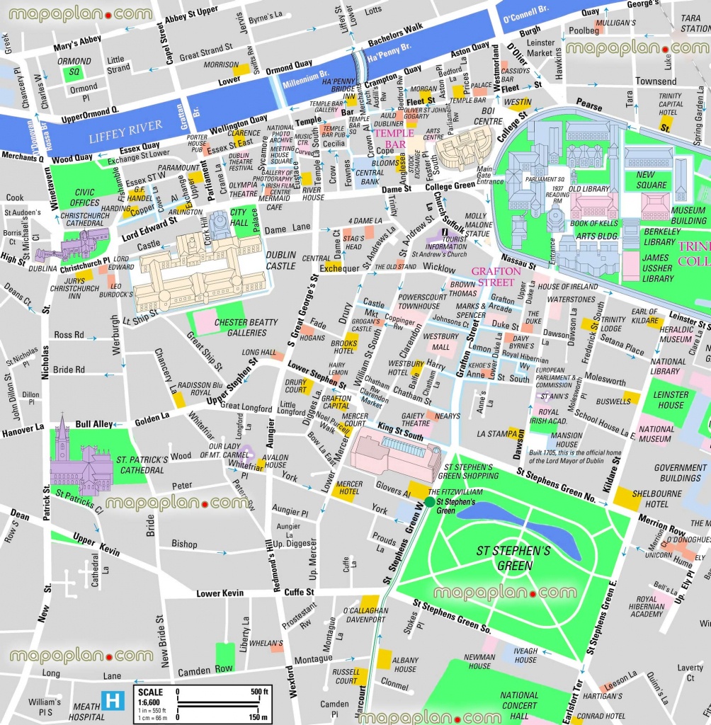 Dublin Maps Top Tourist Attractions Free Printable City Street Dublin City Map Printable 