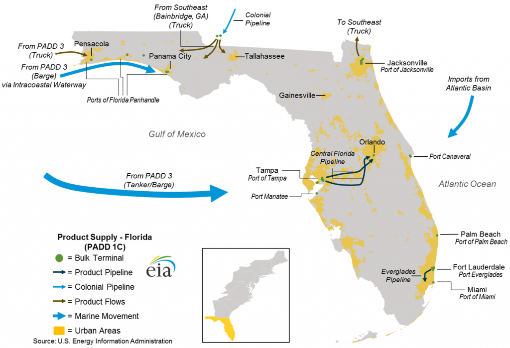 East Coast And Gulf Coast Transportation Fuels Markets - Energy - Natural Gas Availability Map Florida