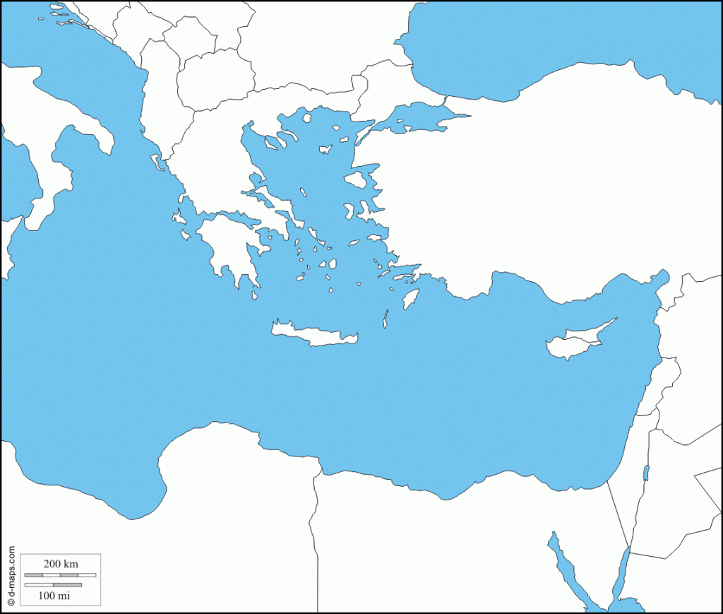 Eastern Mediterranean Sea : Free Map, Free Blank Map, Free Outline - Mediterranean Map Printable