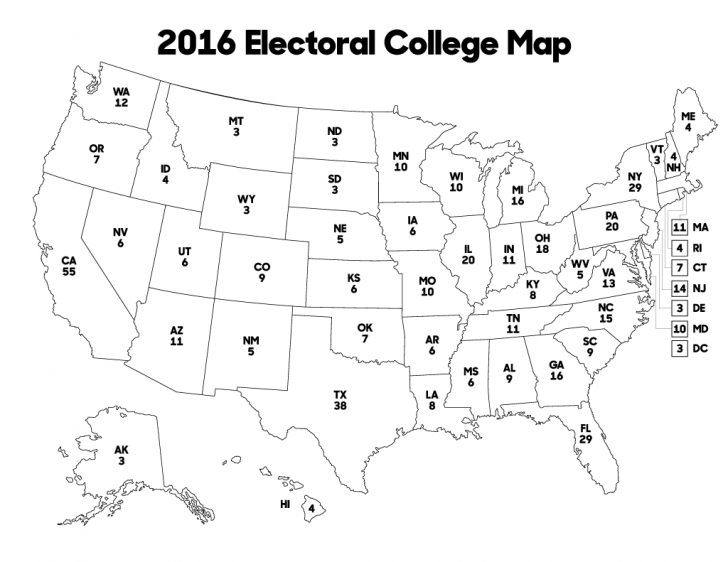 Blank Electoral College Map 2016 Printable