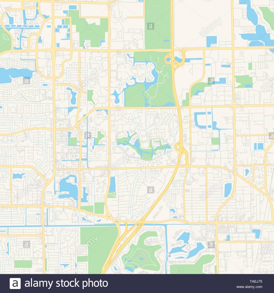 Empty Vector Map Of Coconut Creek, Florida, Usa, Printable Road Map - Coconut Creek Florida Map