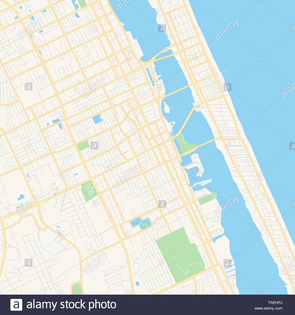 Empty Vector Map Of Daytona Beach, Florida, Usa, Printable Road Map - Map Of Daytona Beach Florida