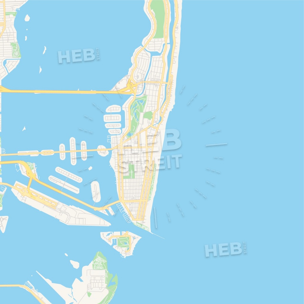 Empty Vector Map Of Miami Beach, Florida, Usa | Hebstreits Sketches - Map Of Miami Beach Florida