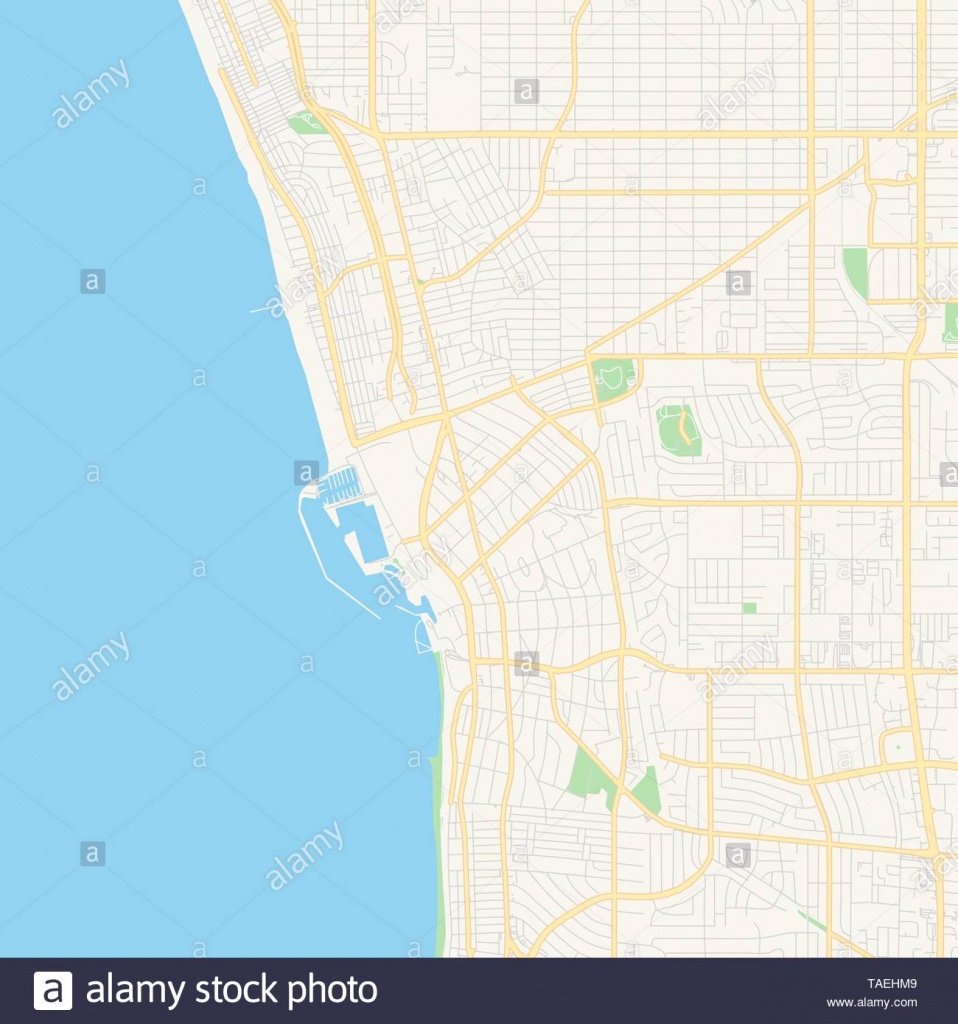 Empty Vector Map Of Redondo Beach, California, Usa, Printable Road - Redondo Beach California Map