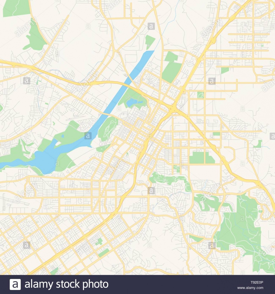 Empty Vector Map Of Riverside, California, Usa, Printable Road Map - Printable Map Of Riverside Ca