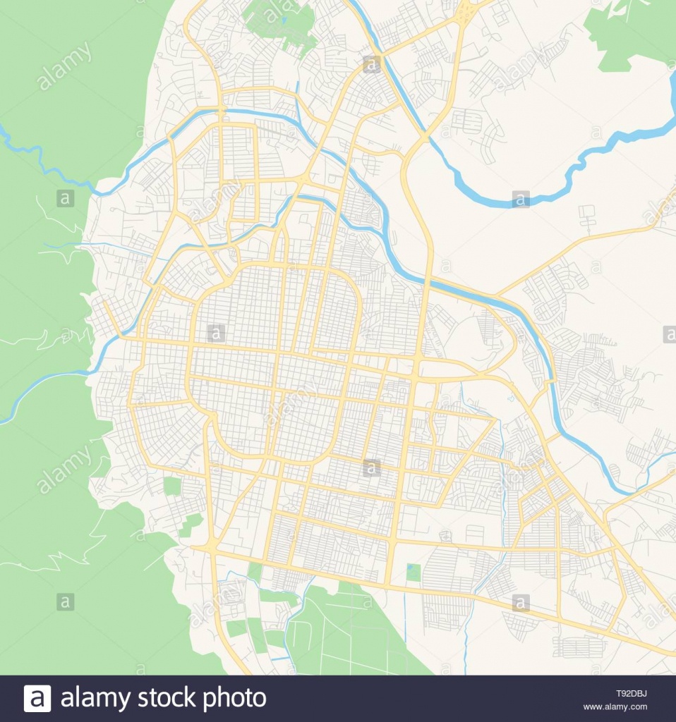 Empty Vector Map Of San Pedro Sula, Cortés, Honduras, Printable Road - Printable Map Of Honduras