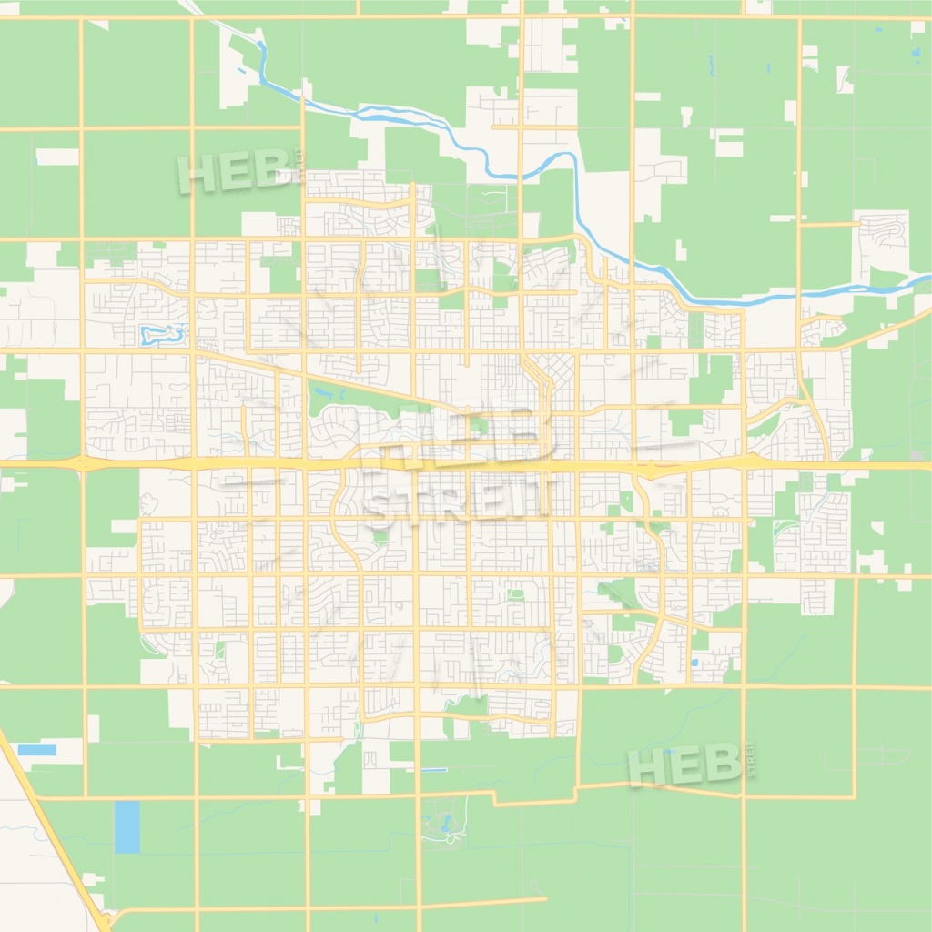Empty Vector Map Of Visalia, California, Usa | Hebstreits Sketches - Visalia California Map