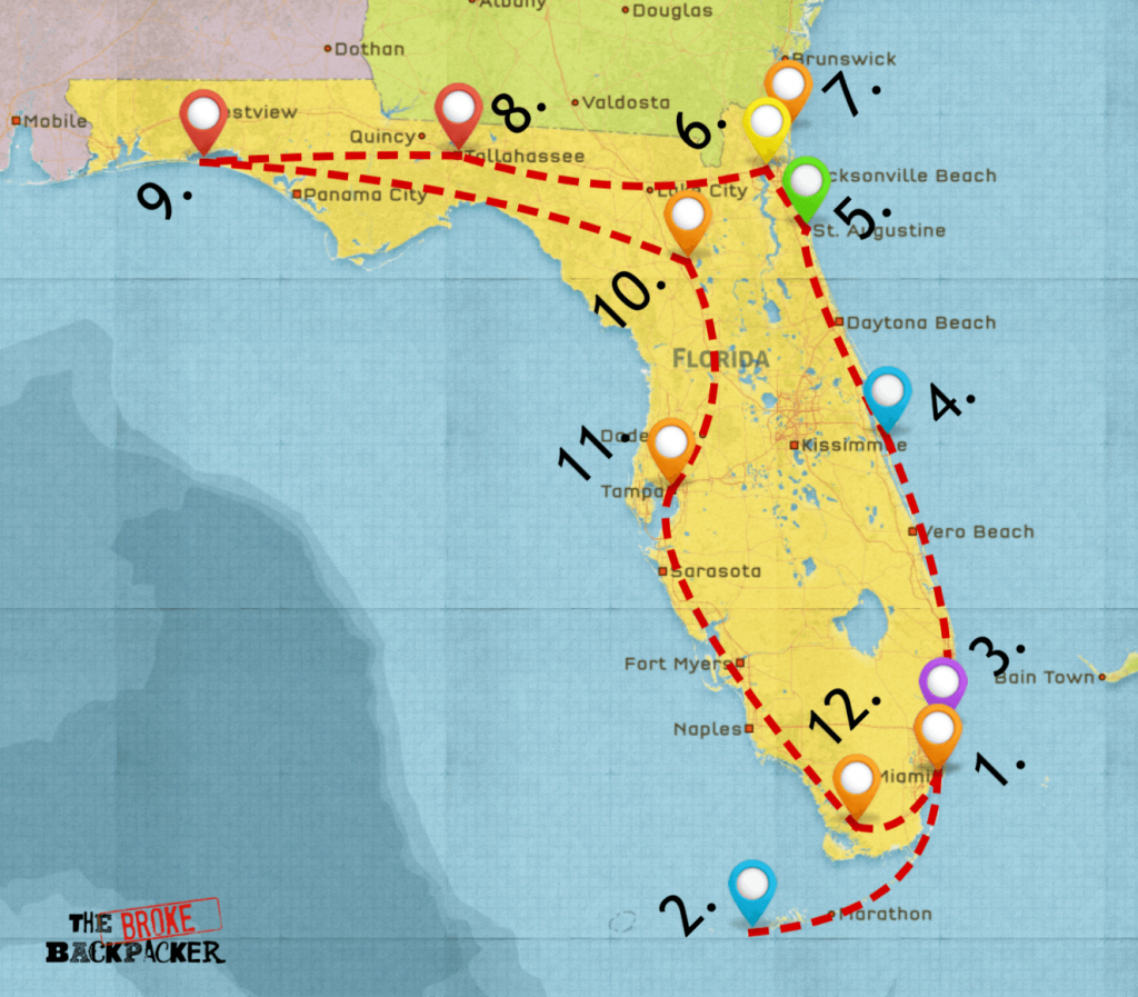 Epic Florida Road Trip Guide For July 2019 - Florida Destinations Map