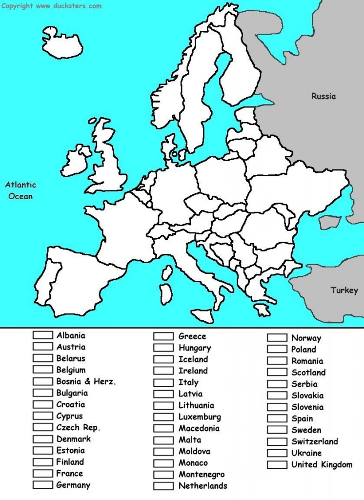 Europe Coloring Map Of Countries | Continent Box ~ Europe - Blank Europe Map Quiz Printable