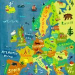 Europe Map Illustration / Digital Print Poster / Kids Room | Etsy   Europe Travel Map Printable