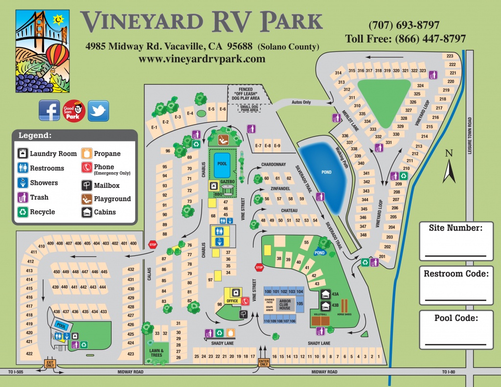 Facility Map – Vineyard Rv Park - California Rv Camping Map