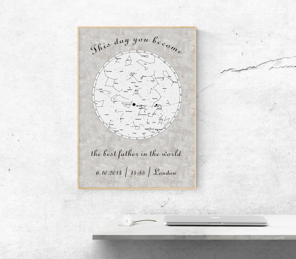 Father&amp;#039;s Day Personal Gift Printable Star Map Custom Sky | Etsy - Printable Star Map
