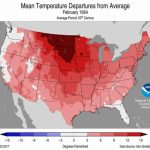 February 1954 Us Avg Temp Departures From Avg Map   Weathernation   Florida Temp Map