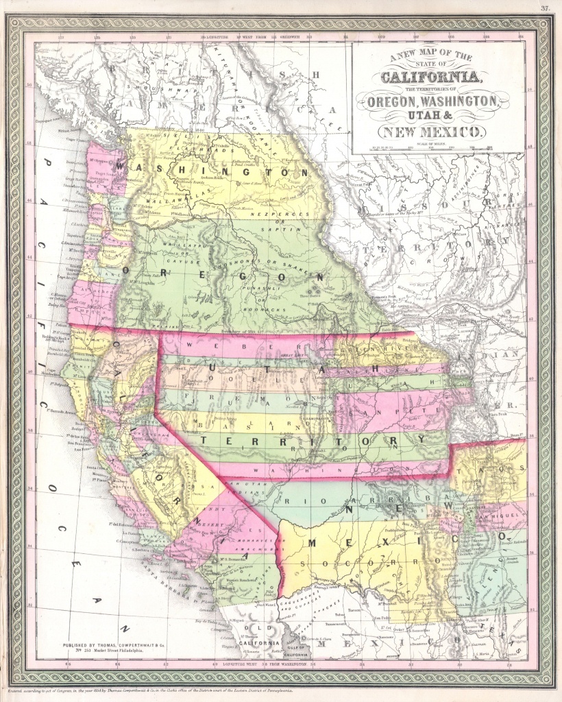 File:1853 Mitchell Map Of California, Oregon, Washington, Utah ^ New - California Oregon Washington Map