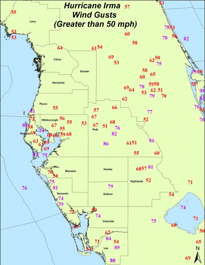 File:hurricane Irma Max Wind Gusts West-Central Florida - Florida Wind Speed Map