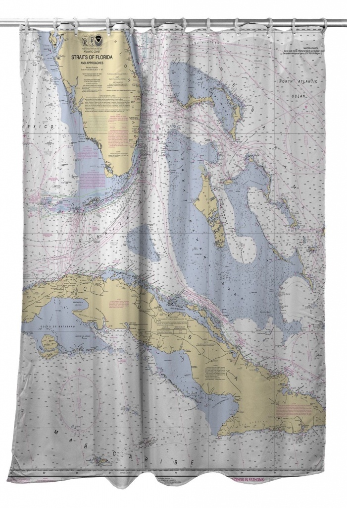 Fl: Straits Of Florida Nautical Chart Shower Curtain | Nautical - Florida Map Shower Curtain