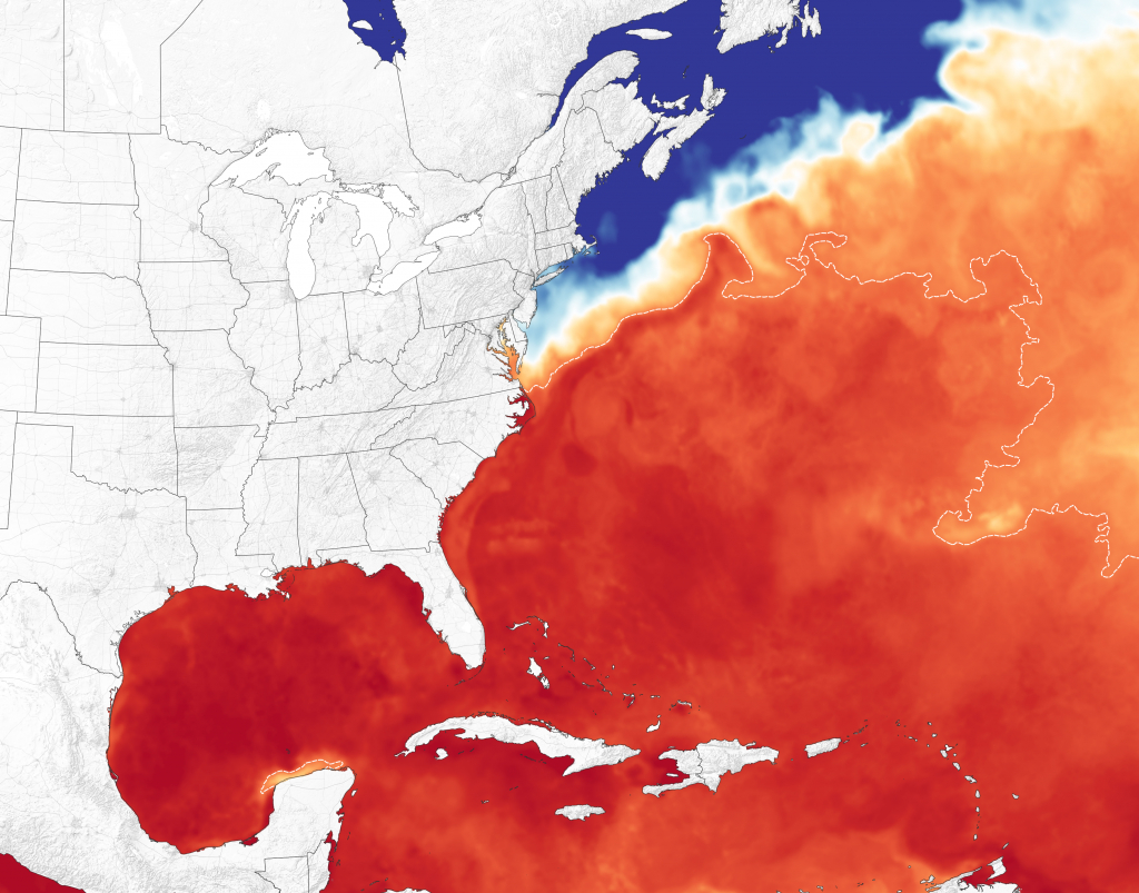Florence Crossing Warm Waters On The Way To The Carolinas - Florida Water Temperature Map