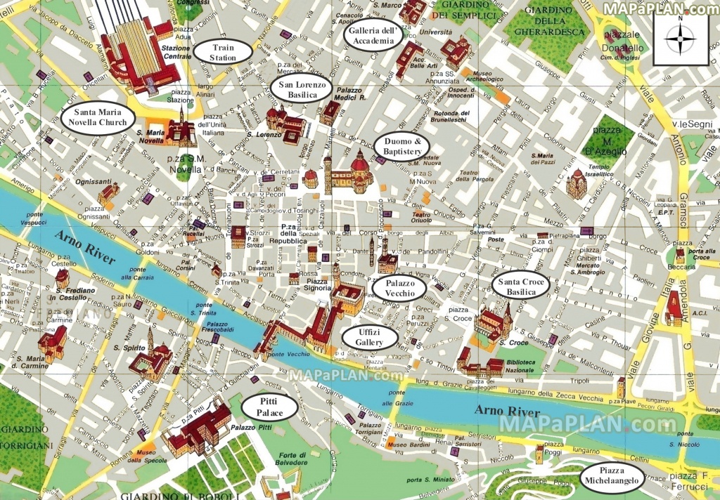 Florence Maps - Top Tourist Attractions - Free, Printable City - Printable Walking Map Of Florence