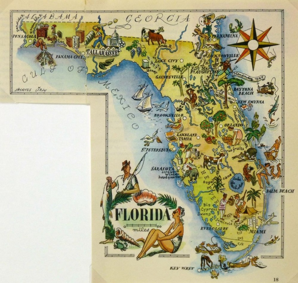 Florida Antique Vintage Pictorial Map | Ebay - Vintage Florida Map