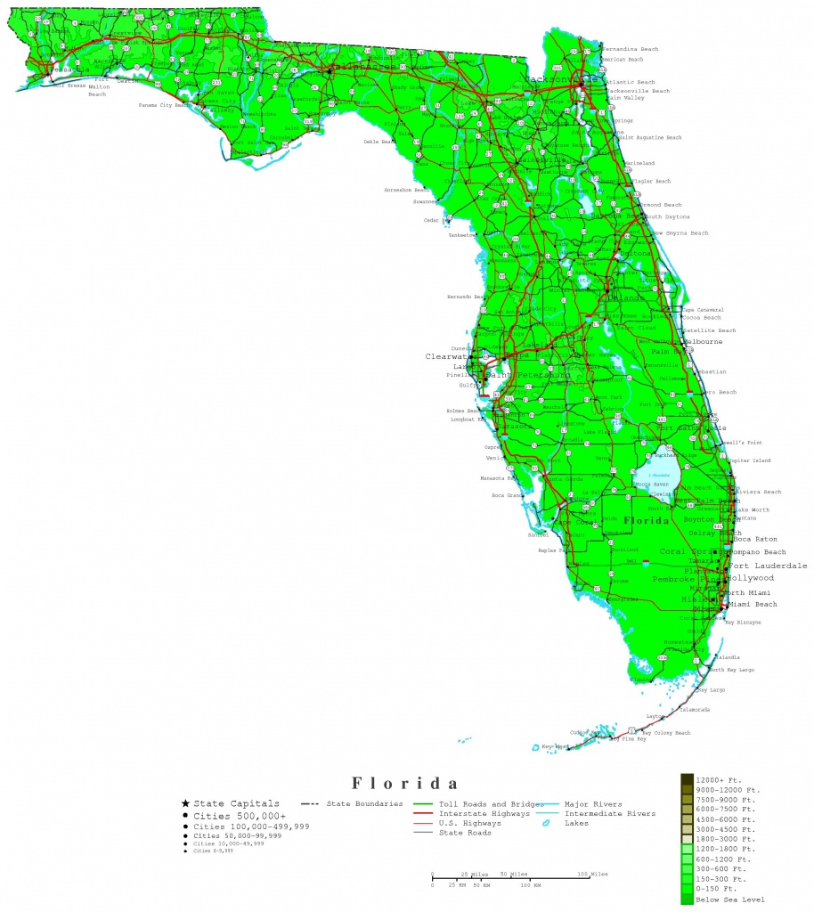 Florida Contour Map - Topographic Map Of Florida Elevation