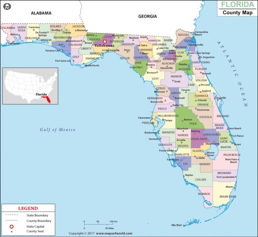 Florida County Map, Florida Counties, Counties In Florida - Bristol Florida Map