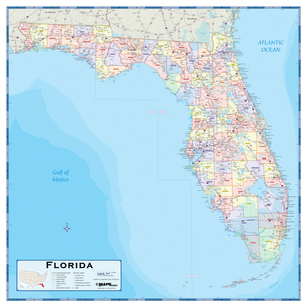 Florida County Wall Map - Maps - Clear Lake Florida Map