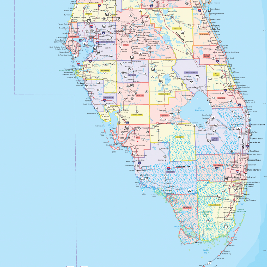 Florida County Wall Map - Maps - Florida Wall Maps For Sale