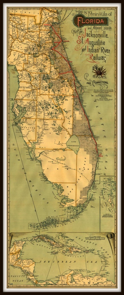 Florida East Coast Railroad Historic Map Print And Islands | Etsy - Map Of Florida East Coast