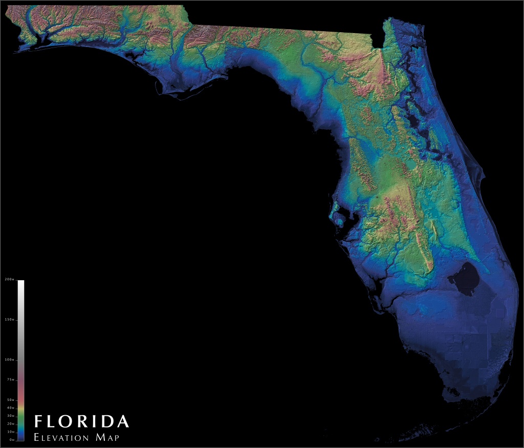 Florida Elevation Map : Florida - Interactive Elevation Map Of Florida